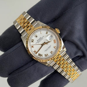 2025 Rolex Datejust 36 White Roman Numeral Dial / 126233 / Jubilee Band / Two Tone Yellow Gold / Brand New & Unworn