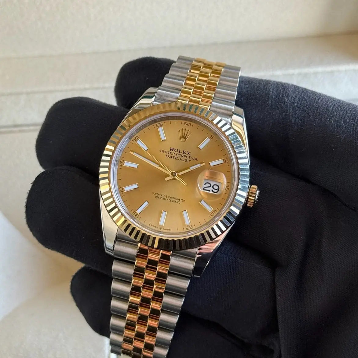 2025 Rolex Datejust 41 Champagne Index Dial / 126334 / Two Tone Yellow Gold / Jubilee Band / 41mm / Box & Papers Just Watch It
