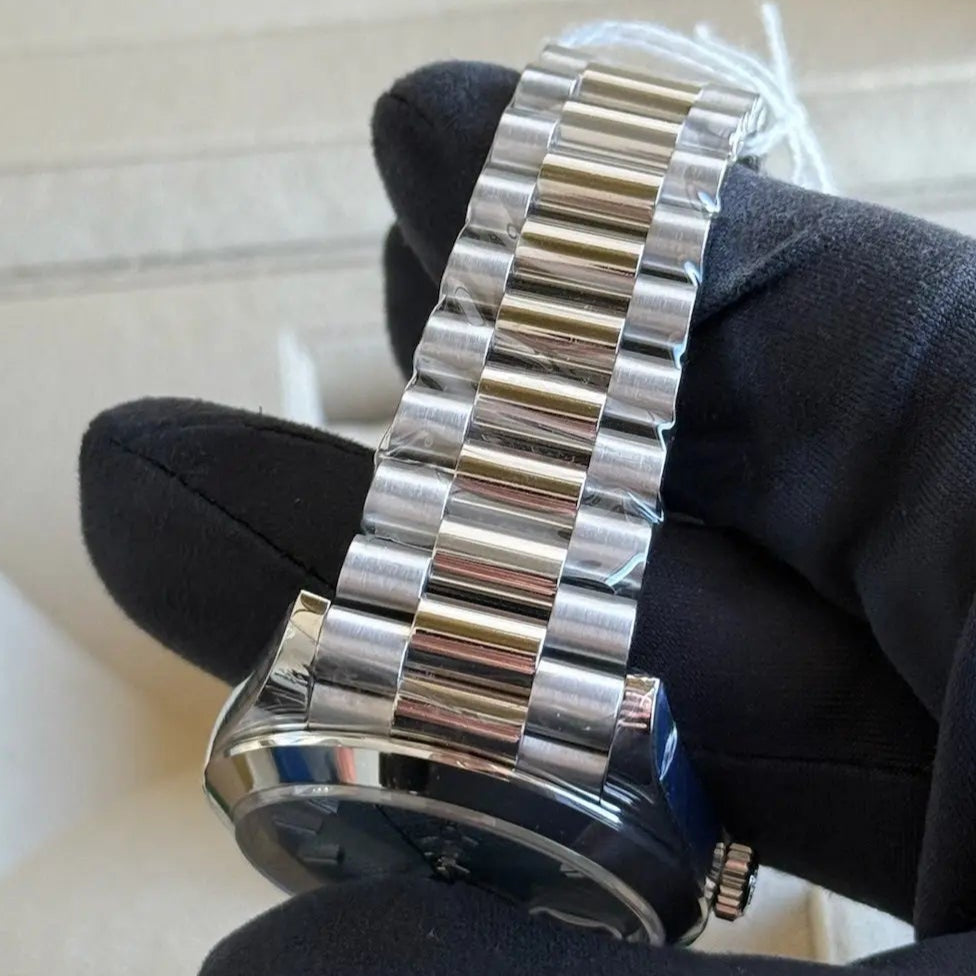 2021 Rolex Day Date 40 Blue Motif Dial / 228206 / 40mm / Platinum President Band / Like New / Box & Papers Just Watch It