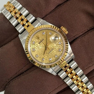 1998 Rolex Lady-Datejust 26 Champagne Diamond Dial / 79173 / Two Tone Yellow Gold / Jubilee Band / Excellent Condition