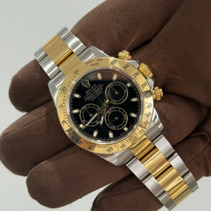 2007 Rolex Daytona Cosmograph Black Dial / 116503 / Two Tone Yellow Gold / 40mm / Mint Condition