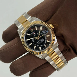 2022 Rolex Sky Dweller 42 Black Dial / 326933 / Two Tone Yellow Gold / 42mm / Like New