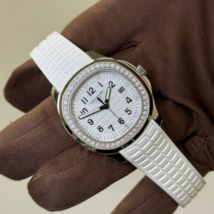 2022 Patek Philippe Aquanaut White Dial with Factory Diamond Dial 5267/200A / Steel on Rubber Strap / Mint Condition / Box & Papers Just Watch It