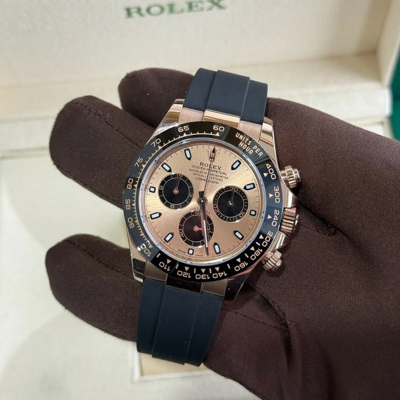 2021 Daytona Cosmograph 'Sundust' Dial / 116515LN / Rose Gold on Oysterflex / Mint Condition / Box & Papers Just Watch It
