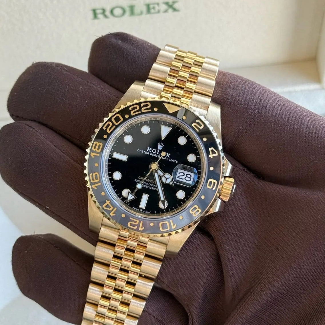 2024 Rolex GMT Master II Black Dial / 126718GRNR / Yellow Gold / Jubilee Band / Brand New & Unworn - Just Watch It