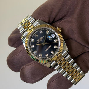 2025 Rolex Datejust 41 Black Diamond Dial / 126333 / Two Tone Yellow Gold & Steel / Brand New & Unworn / Box & Papers Just Watch It