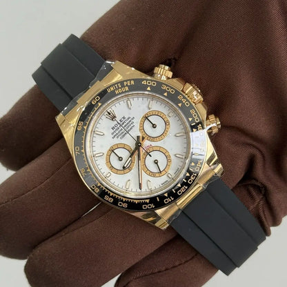 2024 Rolex Daytona Cosmograph  White Dial / 126518LN / Yellow Gold on Oysterflex / 40mm / Brand New & Unworn Just Watch It
