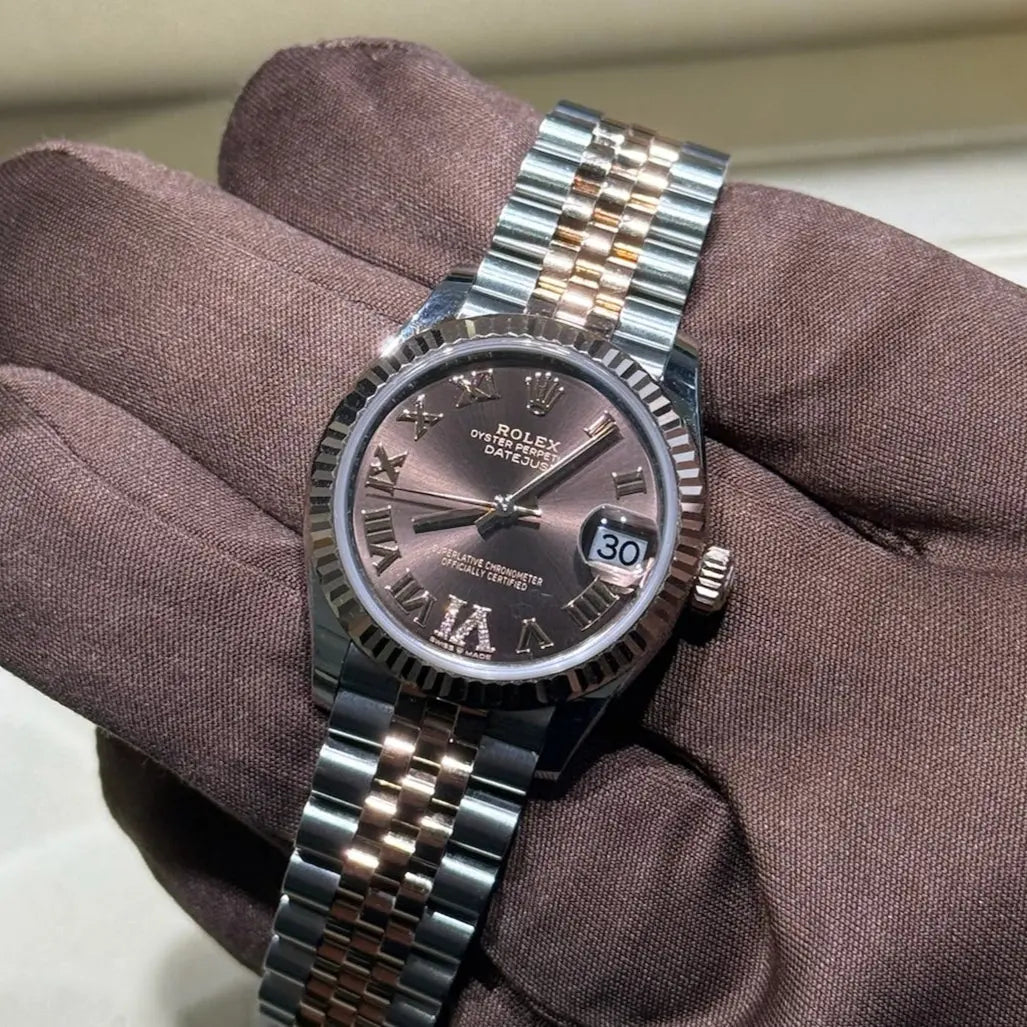 2021 Datejust 31 Chocolate Roman Diamond VI / 278271 / Rose Gold & Steel / Mint Condition Just Watch It