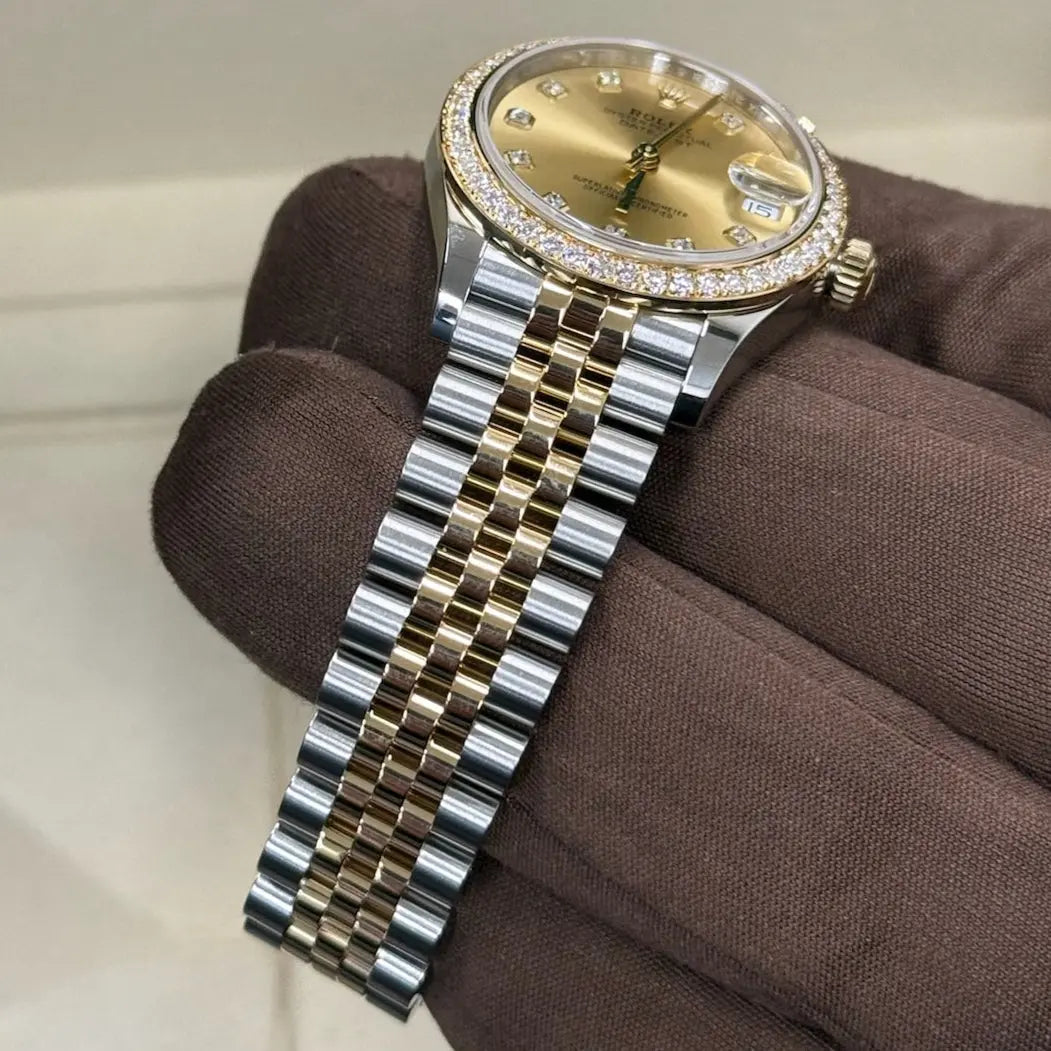 2025 Datejust 31 Champagne Dial / 278383RBR / Factory Diamond Dial / Brand New & Unworn / Box & Papers Just Watch It