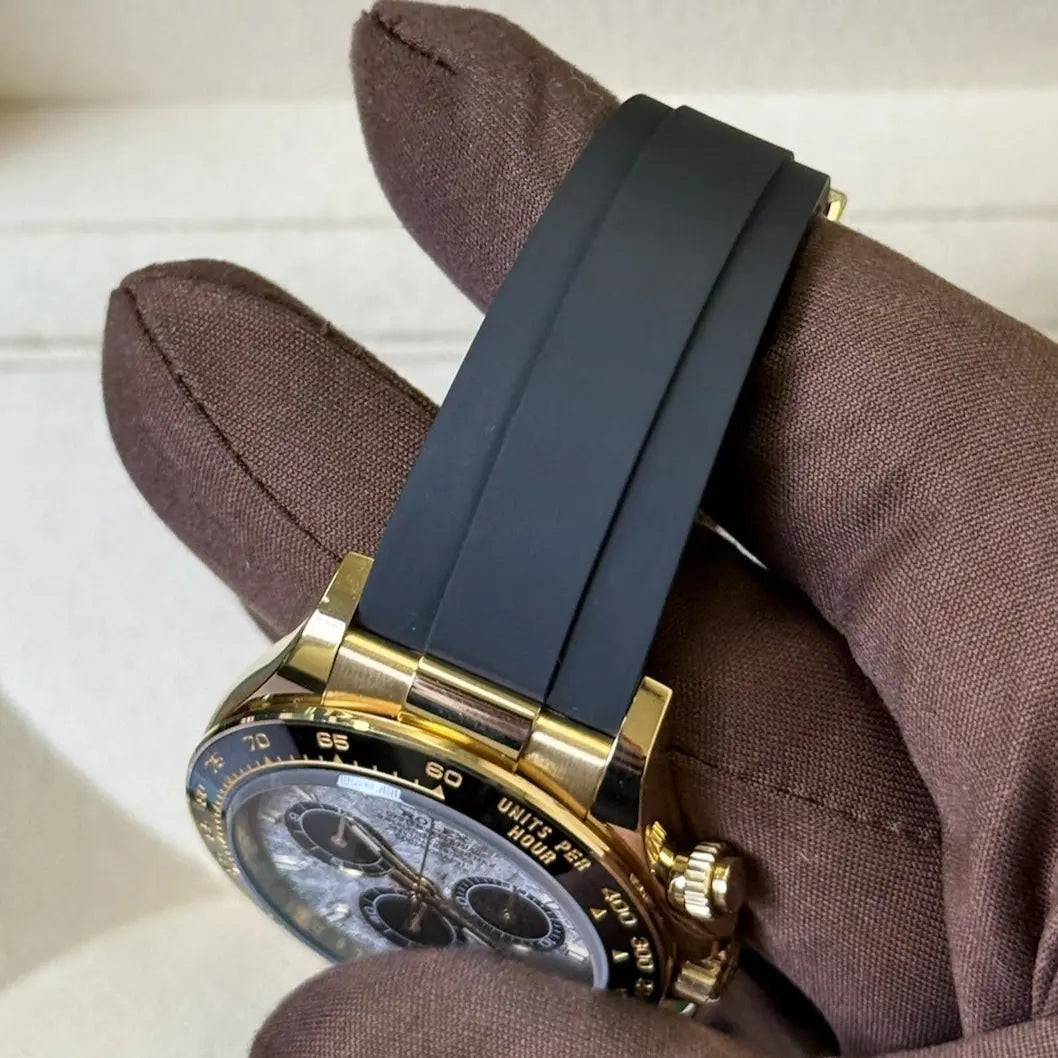 2025 Rolex Daytona Cosmograph Meteorite Dial 126518LN / Yellow Gold on Rubber Strap / Brand New & Unworn / Box & Papers Just Watch It