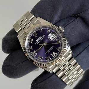 2022 Datejust 36 Purple Aubergine Dial with Diamonds VI and IX / Jubilee Band / Mint Condition Just Watch It