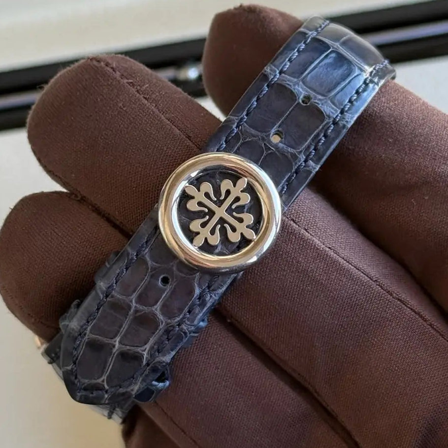2022 Patek Philippe Complications Annual Calendar / 5205G / Blue Dial / 40mm / Alligator Strap / White Gold / Like New - Just Watch It