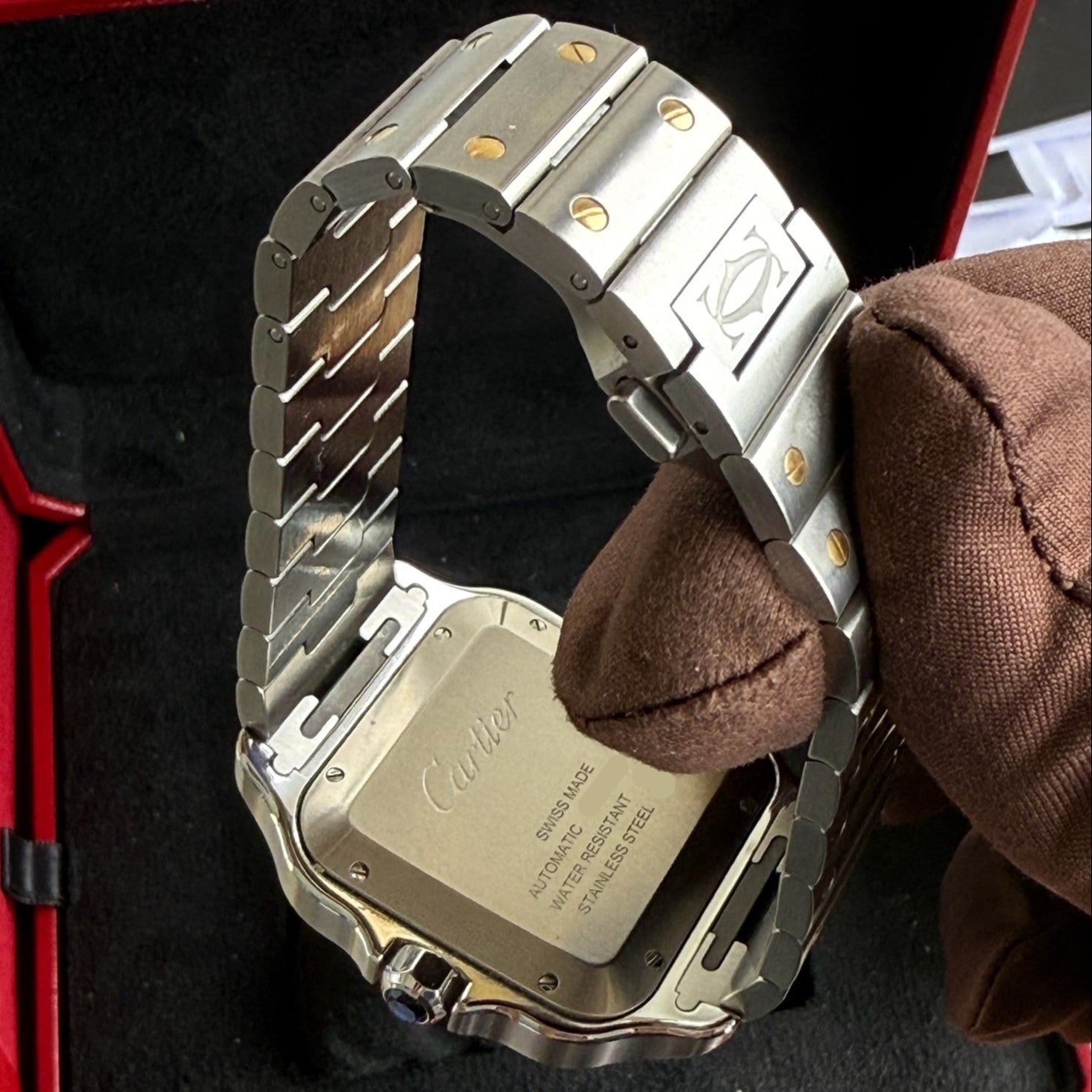 2023 Cartier Santos Large White Roman Numeral Dial / W2SA0009 / Two Tone Yellow Gold & Steel / Mint Condition - Just Watch It