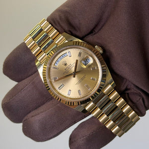 2025 Day Date 40 Champagne Baguette Diamond Dial / 228238 / Yellow Gold / Brand New & Unworn / Box & Papers Just Watch It