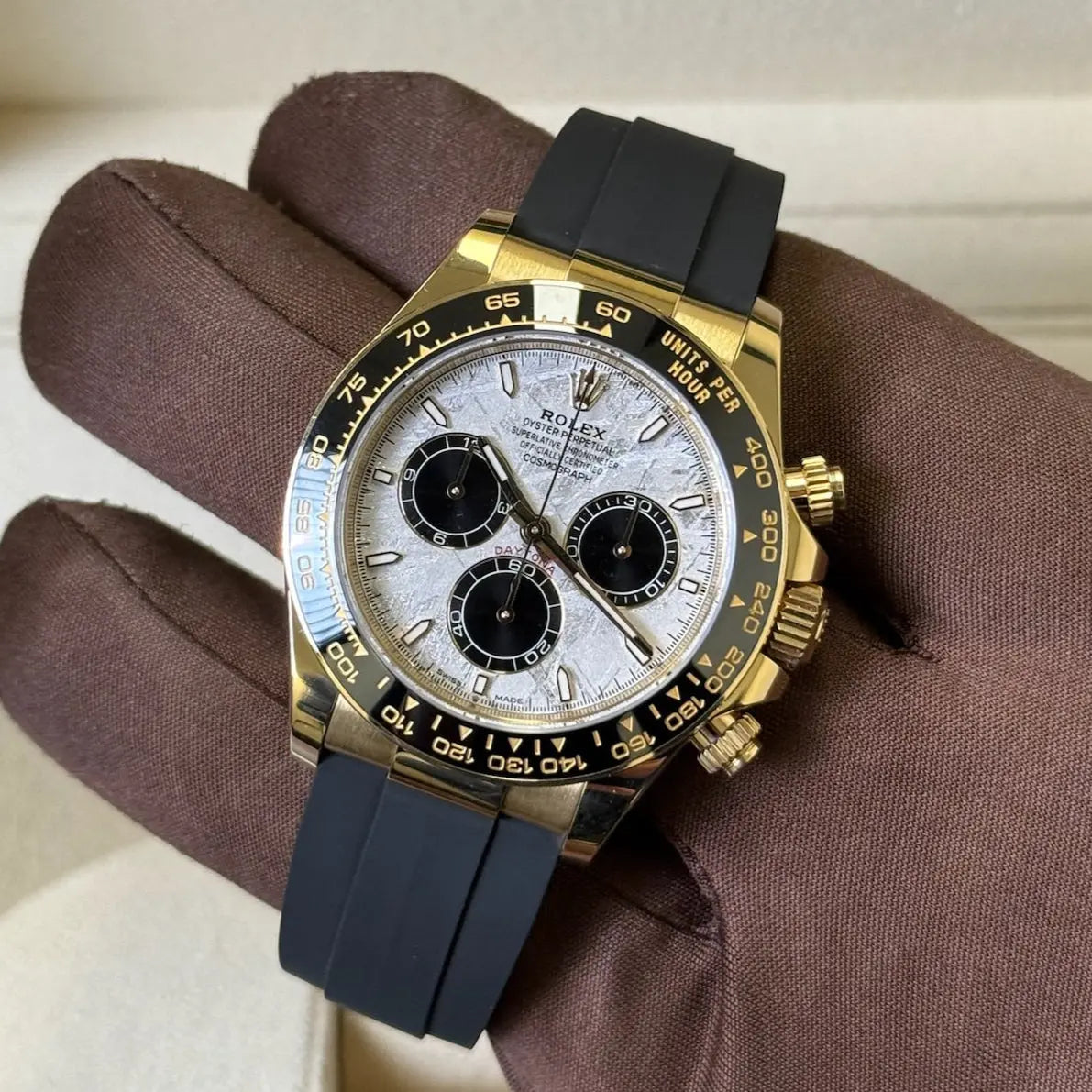 2025 Rolex Daytona Cosmograph Meteorite Dial 126518LN / Yellow Gold on Rubber Strap / Brand New & Unworn / Box & Papers Just Watch It