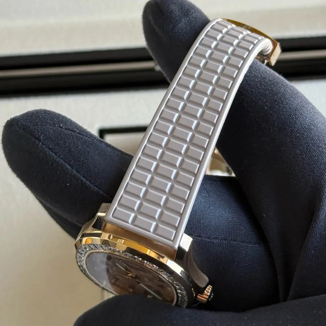 2025 Patek Philippe 5072R Aquanaut Luce / Factory Baguette-Cut Diamond Bezel / Rose Gold on Rubber Strap / Brand New & Unworn / Box & Papers Just Watch It