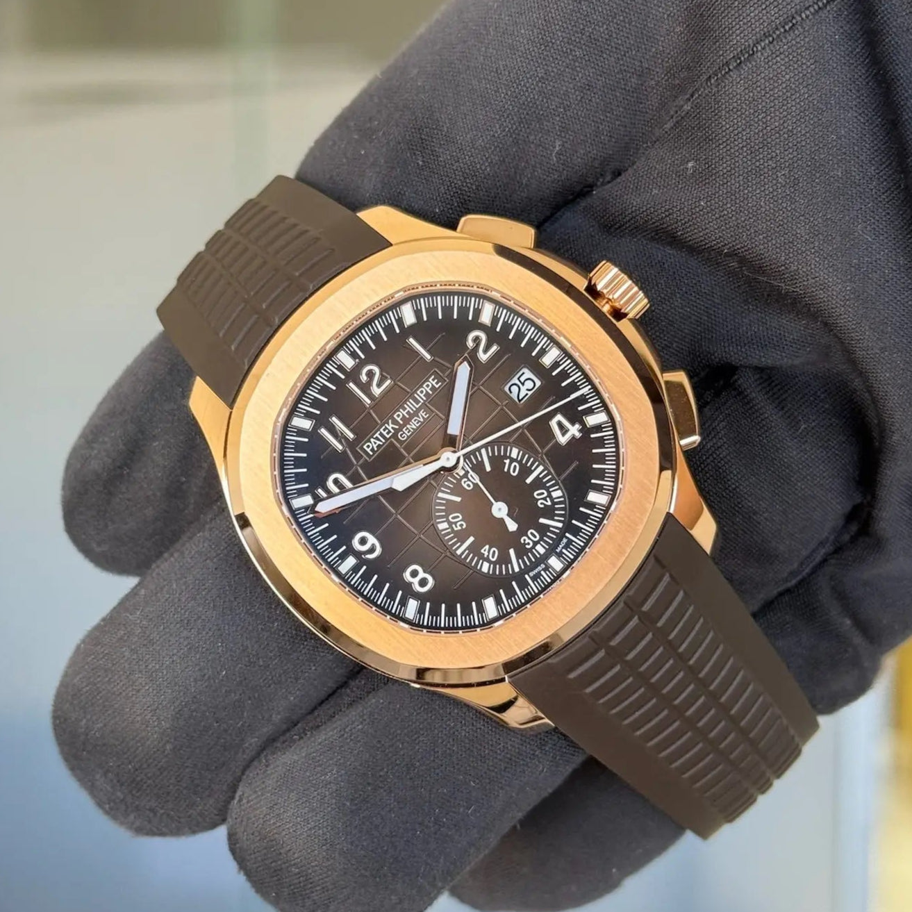 2024 Patek Philippe Aquanaut 5968R-001 / Rose Gold on Brown Rubber strap / 42mm / Like New - Just Watch It
