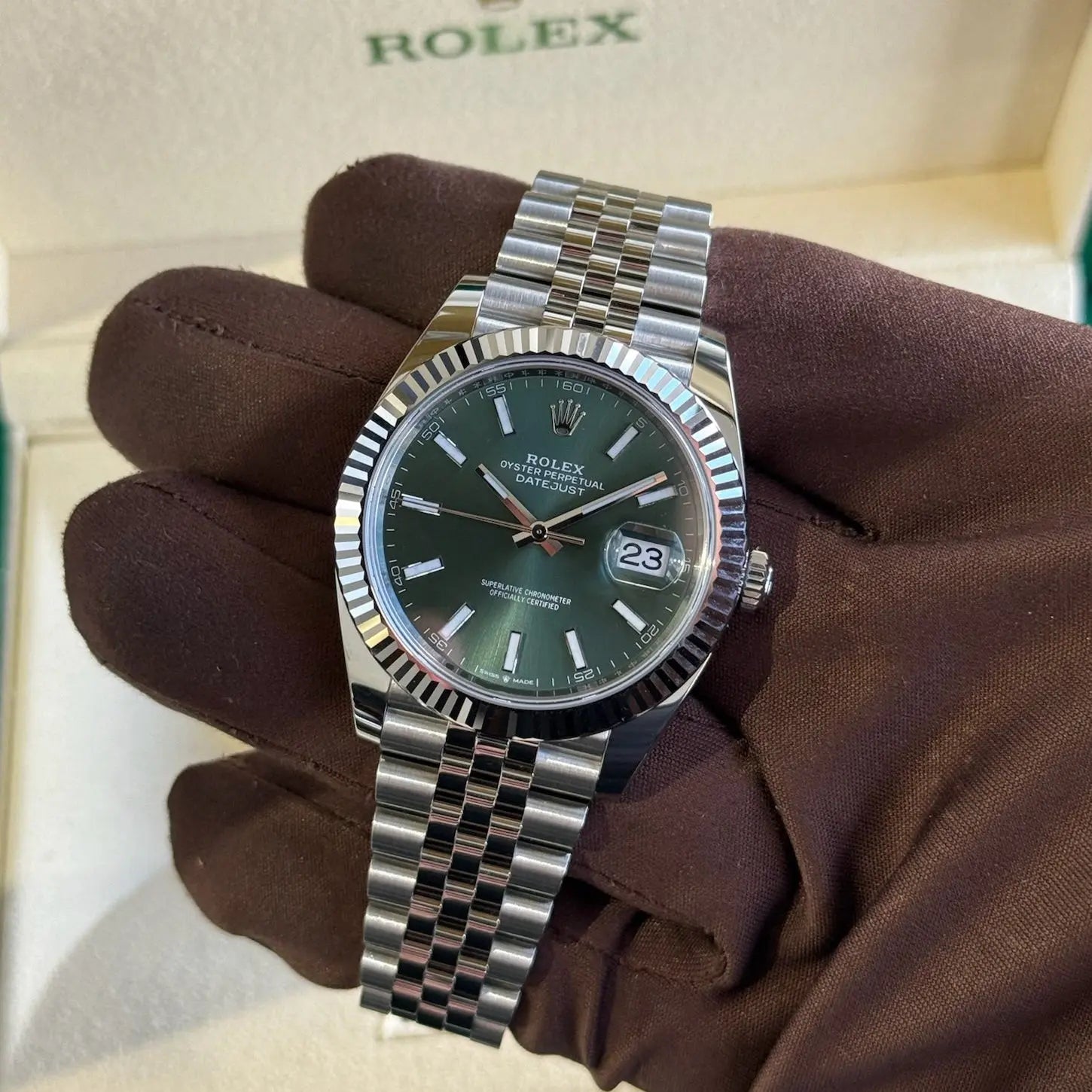 2025 Rolex Datejust 41 Mint Green / 126334 / Steel / Like New / Box & Papers Just Watch It
