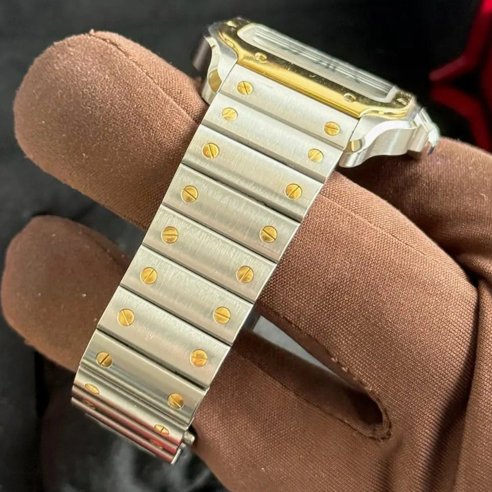 2023 Cartier Santos Large White Roman Numeral Dial / W2SA0009 / Two Tone Yellow Gold & Steel / Mint Condition - Just Watch It