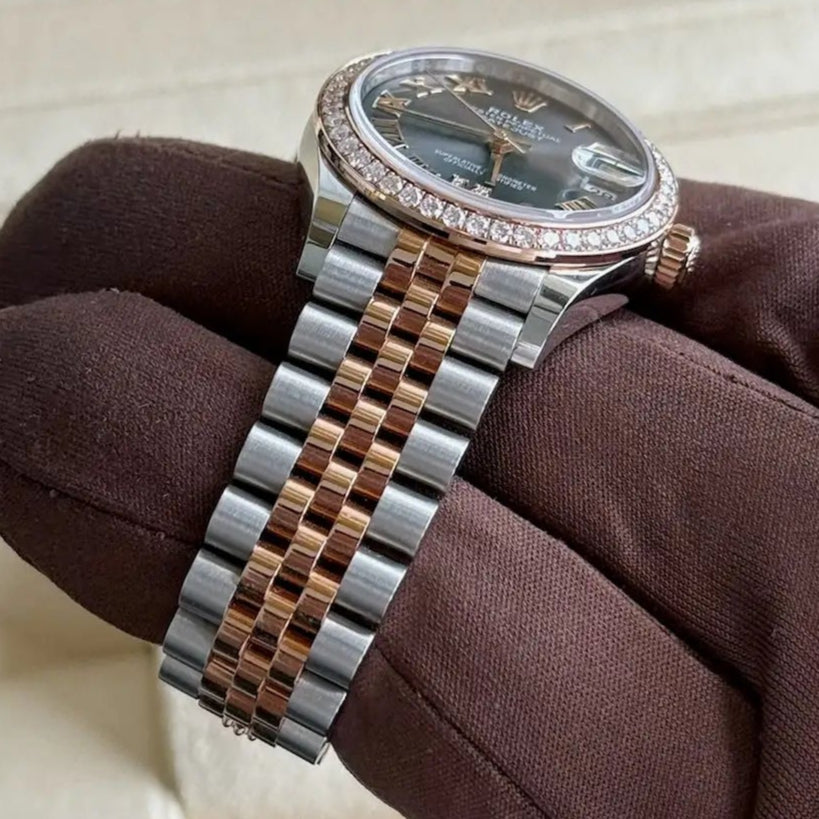 2023 Rolex Datejust 31 Slate Dial / 278381RBR / Factory Diamond Bezel / 31mm / Rose Gold / Mint Condition - Just Watch It