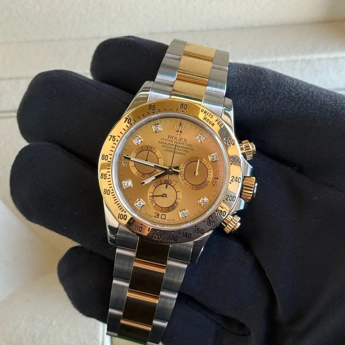 2014 Rolex Cosmograph Daytona Champagne Diamond Dial / 116503 / Two Tone Yellow Gold / 40mm / Box & Papers Just Watch It
