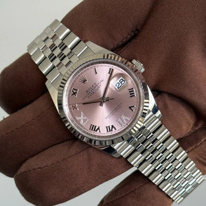 2025 Rolex Datejust 36 Pink Roman Diamond Dial / 126234 / Jubilee Band / Steel / Brand New & Unworn Just Watch It