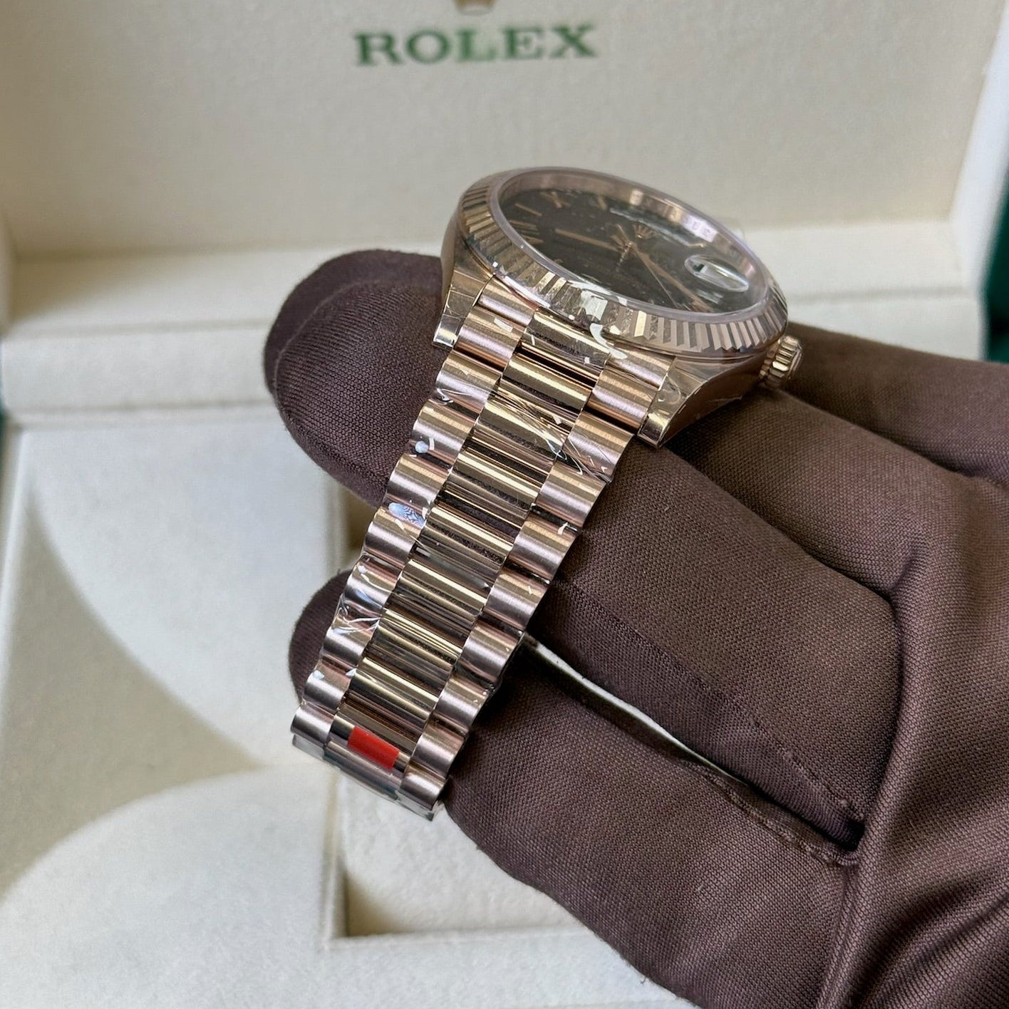 2025 Rolex Day Date 40 Ombre ‘Smoke’ Dial / 228234 / Rose Gold / Brand New & Unworn / Box & Papers Just Watch It