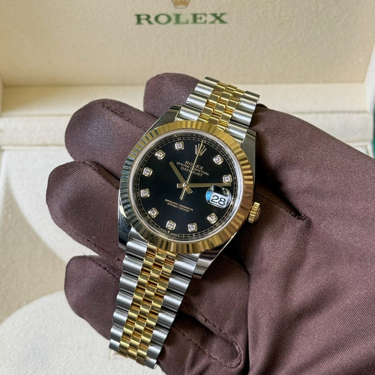 2025 Rolex Datejust 41 Black Diamond Dial / 126333 / Two Tone Yellow Gold & Steel / Brand New & Unworn / Box & Papers Just Watch It