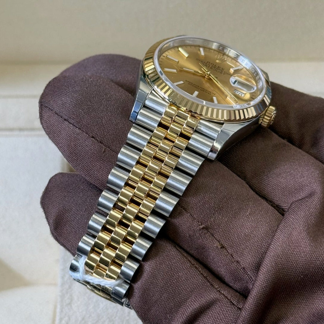 2025 Rolex Datejust 36 Champagne Dial / 126233 / Two Tone Yellow Gold & Steel / Brand New & Unworn / Box & Papers Just Watch It