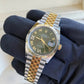 2025 Rolex Datejust 36 Green with Roman Numeral Diamond Dial 126233 / Two Tone Yellow Gold / Brand New & Unworn