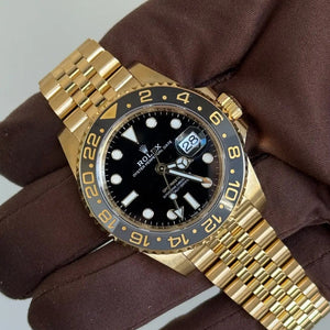 2024 Rolex GMT Master II Black Dial / 126718GRNR / Yellow Gold / Jubilee Band / Brand New & Unworn - Just Watch It