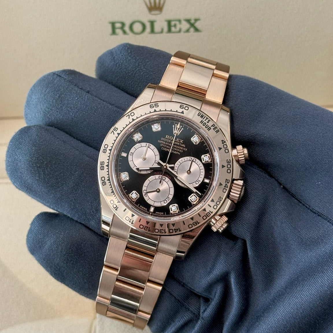 2023 Rolex Daytona Black Diamond Dial 126505 / Rose Gold / Like New / Box & Papers Just Watch It