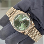 2024 Rolex Day Date 40 Olive Green Dial / 228239 / White Gold / Presidential Bracelet / Brand New & Unworn - Just Watch It