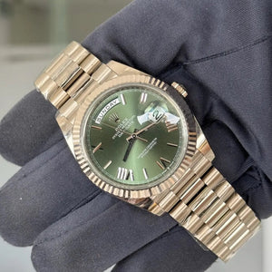 2024 Rolex Day Date 40 Olive Green Dial / 228239 / White Gold / Presidential Bracelet / Brand New & Unworn - Just Watch It