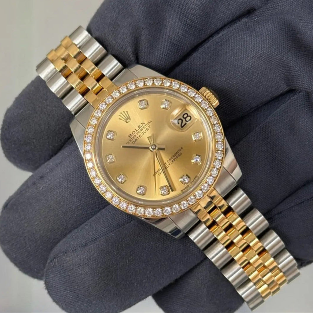 2018 Rolex Datejust 31 Champagne Diamond Dial with Factory Diamond Bezel / 278383RBR / Jubilee Band / Mint Condition - Just Watch It