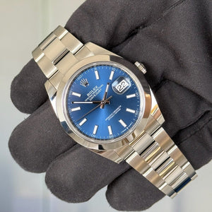 2024 Rolex Datejust 41 Blue Dial / 126300 / Smooth Bezel / Steel / 41mm / Like New