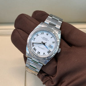 2025 Rolex Datejust 41 White Roman Numeral Dial 126334 / Steel / Brand New & Unworn / Box & Papers