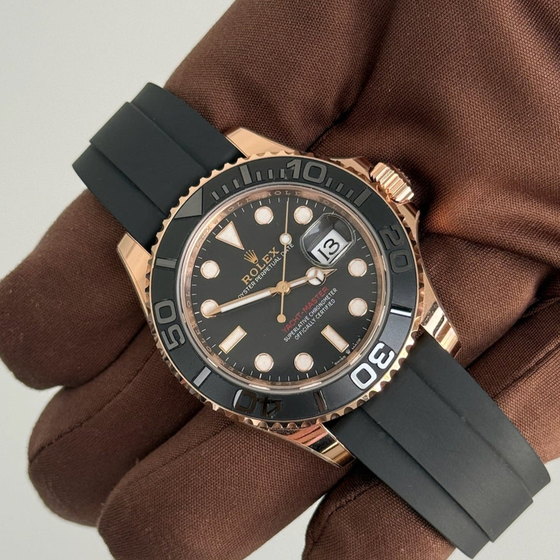 2025 Rolex Yachtmaster 40 Black Dial / 126655 / Rose Gold on Oysterflex / Brand New & Unworn