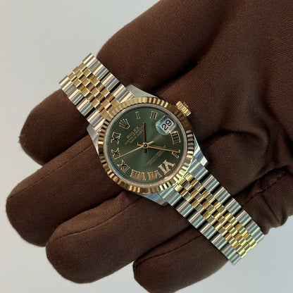 2025 Rolex Datejust 31 Green Roman Numeral Dial 278273 / Yellow Gold & Steel / Brand New & Unworn / Box & Papers Just Watch It