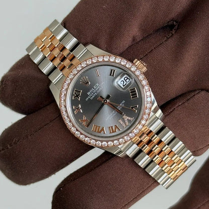 2023 Rolex Datejust 31 Slate Dial / 278381RBR / Factory Diamond Bezel / 31mm / Rose Gold / Mint Condition - Just Watch It