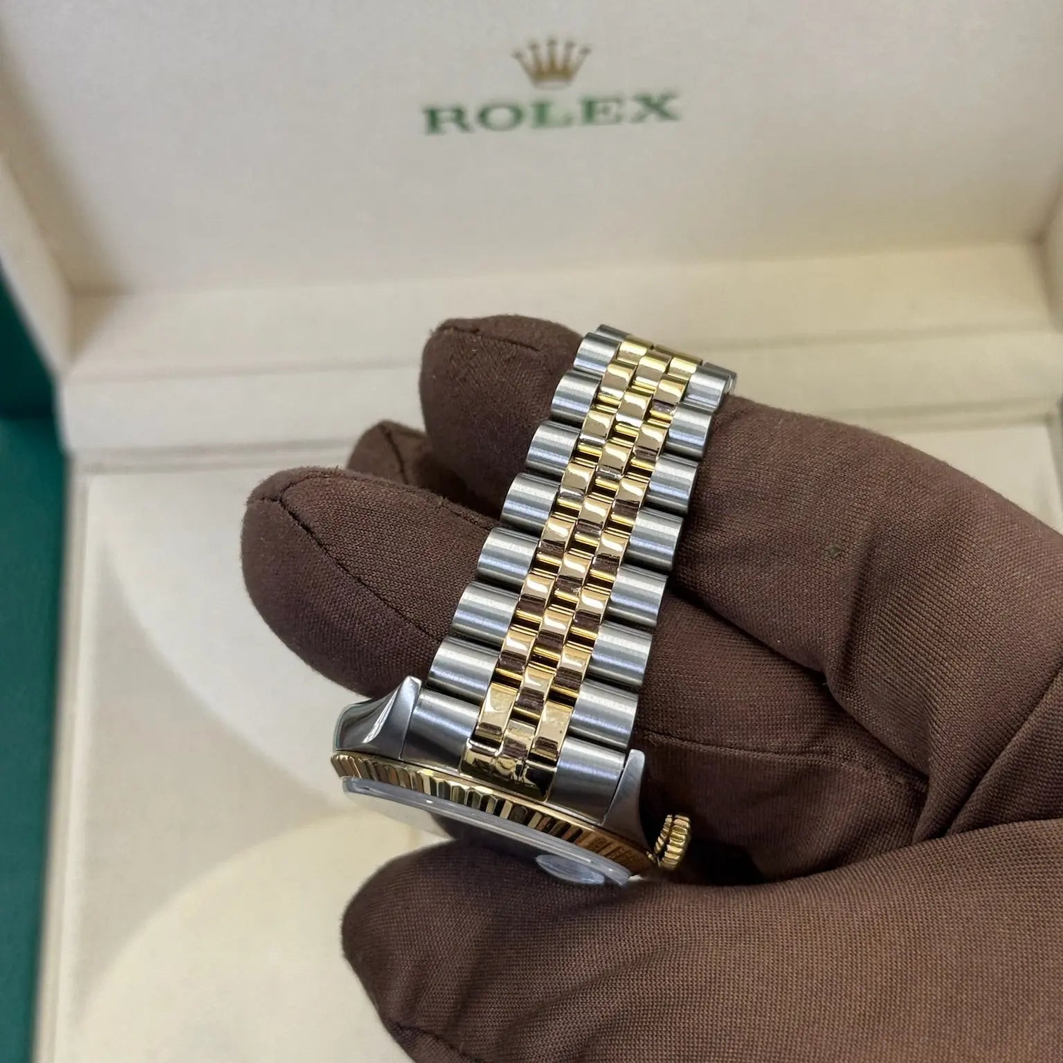 1995 Rolex Datejust 36 Blue Vignette Diamond Dial / 16233 / Two Tone Yellow Gold / Excellent Condition / Watch & Box Only Just Watch It