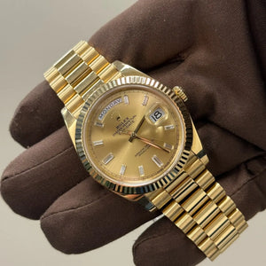 2017 Day Date 40 Champagne Baguette Diamond Dial / 228238 / Yellow Gold / Mint Condition / Box & Papers Just Watch It
