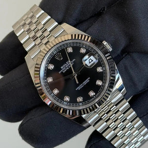 2025 Rolex Datejust 41 Black Diamond Dial / 126334 / Fluted Jubilee Steel / 41mm / Brand New & Unworn Just Watch It