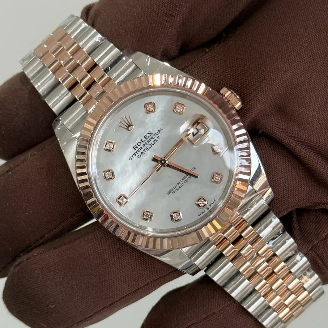 2022 Rolex Datejust 41 Mother of Pearl Diamond Dial / 126331 / Two Tone Rose Gold / Jubilee Band