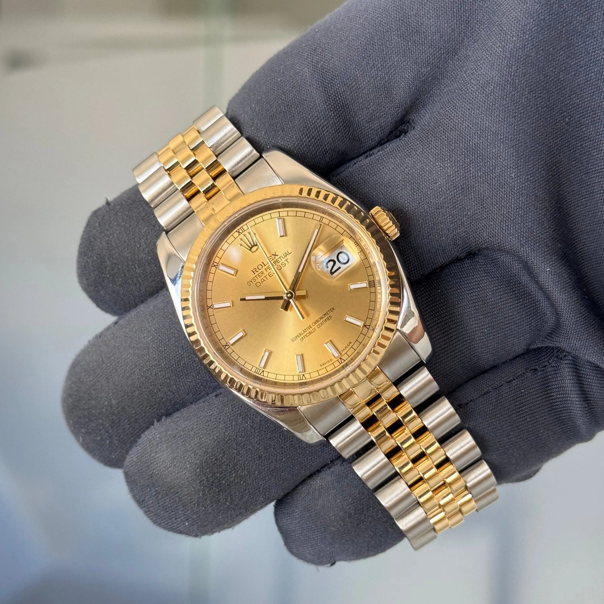 2007 Rolex Datejust 36 Champagne Dial 116233  / Two Tone Yellow Gold Gold / Box & Papers - Just Watch It Pty Ltd