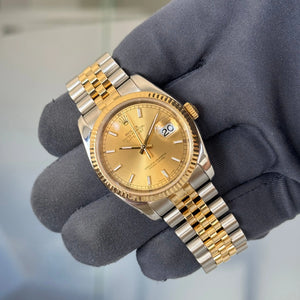 2007 Rolex Datejust 36 Champagne Dial 116233  / Two Tone Yellow Gold Gold / Box & Papers - Just Watch It Pty Ltd