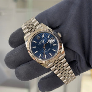 2024 Rolex Datejust 41 Blue Motif Dial 126344 / Fluted Bezel / Stainless Steel / Discontinued - Just Watch It Pty Ltd