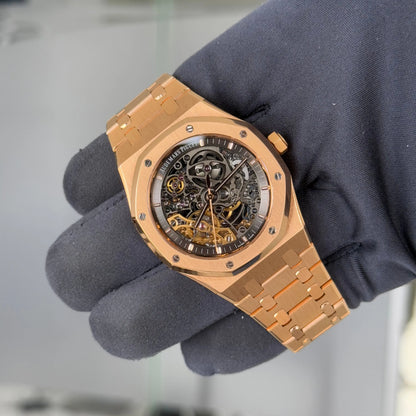 2021 Audemars Piguet Royal Oak 15407OR Double Balance Wheel Openwork Skeleton 41mm / Rose Gold / Box & Papers - Just Watch It Pty Ltd
