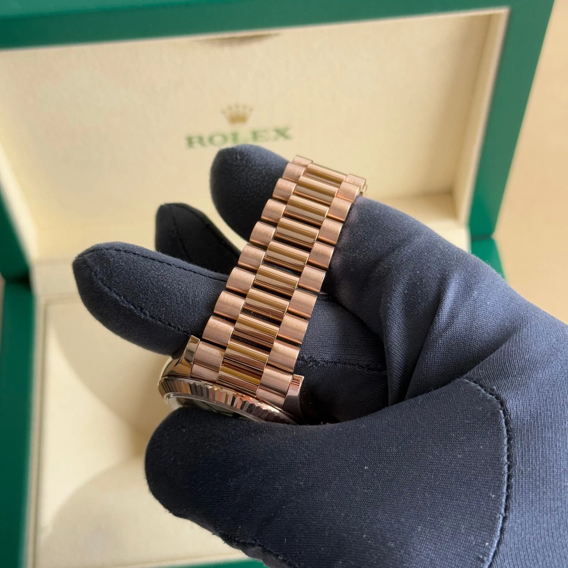 2023 Rolex Day Date 40 Olive Dial 228235 / Rose Gold / Like New / Box & Papers - Just Watch It Pty Ltd