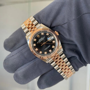 2024 Rolex Datejust 36 Black Diamond Dial 126231 / Two Tone Rose Gold / Like New - Justwatchit